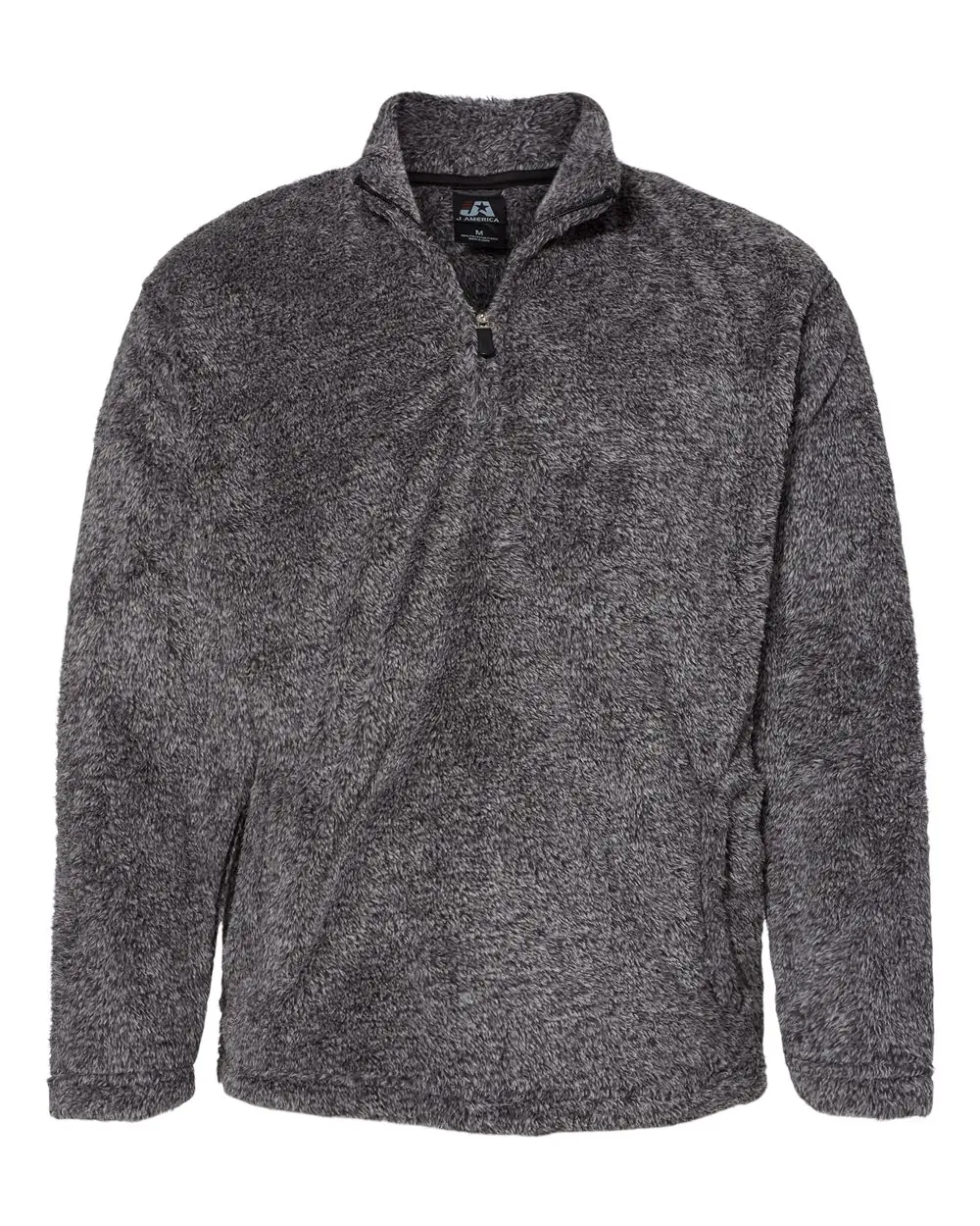 J. America Unisex Boundary Shag Frosty Sherpa Quarter-Zip Pullover in Black