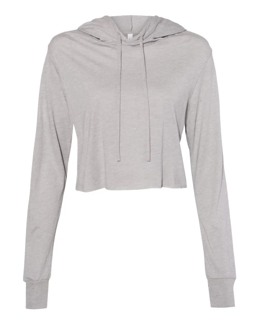 Bella + Canvas Women’s Triblend Crop Long Sleeve Hoodie Tee in Athletic Grey Triblend