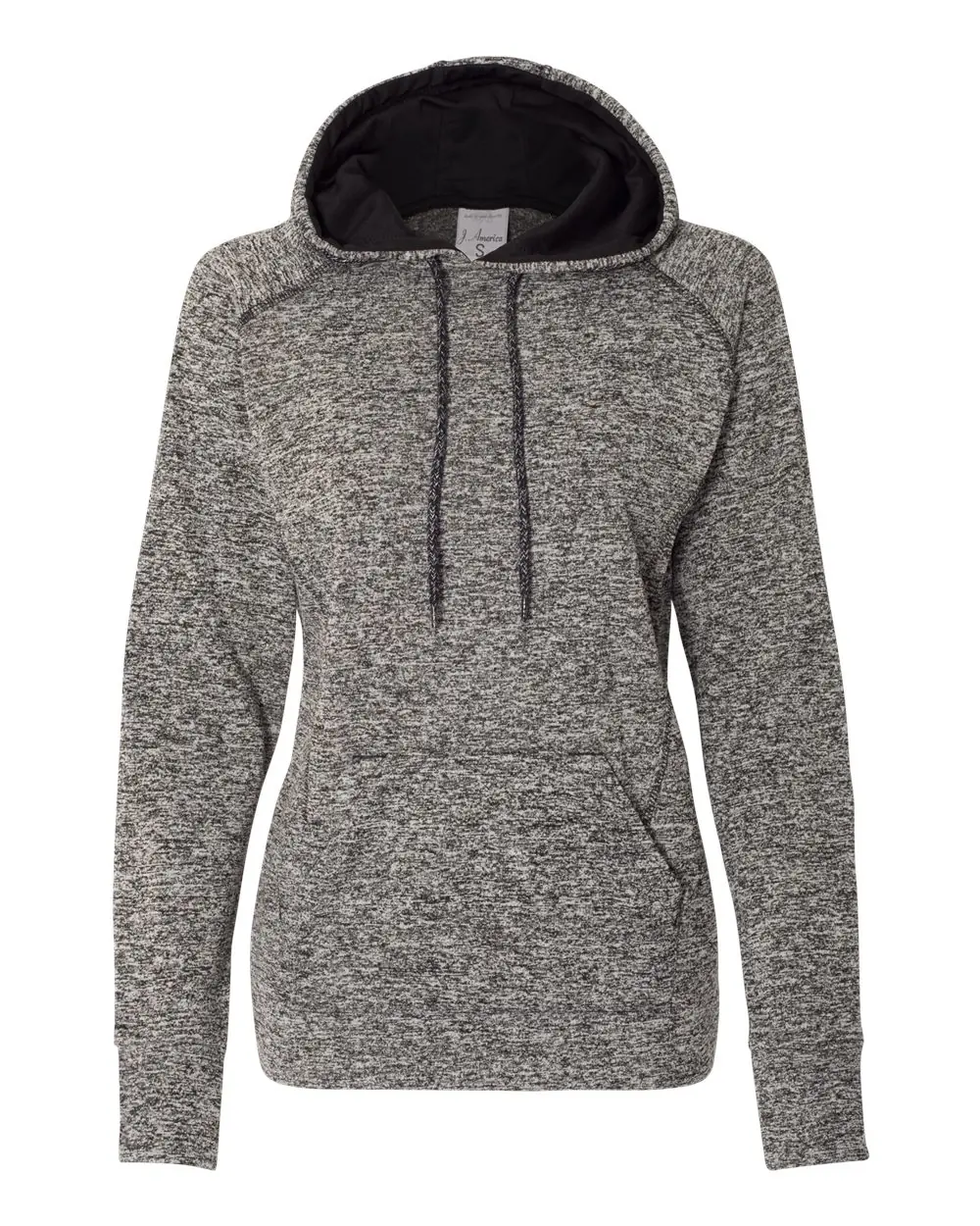 J. America Women’s Cosmic Fleece Hooded Sweatshirt in Charcoal Fleck/ Black