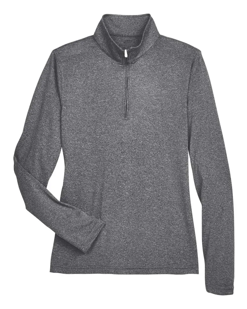 UltraClub Women's Cool & Dry Heathered Performance Quarter-Zip Pullover in Black Heather