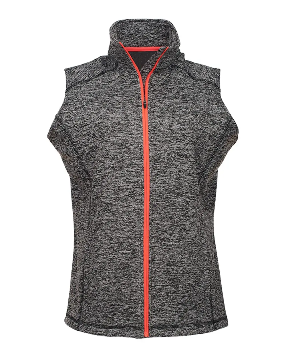 J. America Women’s Cosmic Fleece Vest in Charcoal Fleck/ Fire Coral