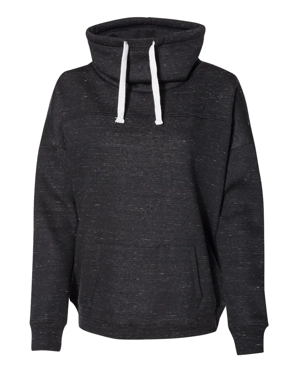 J. America Women’s Mélange Fleece Cowl Neck Sweatshirt in Black
