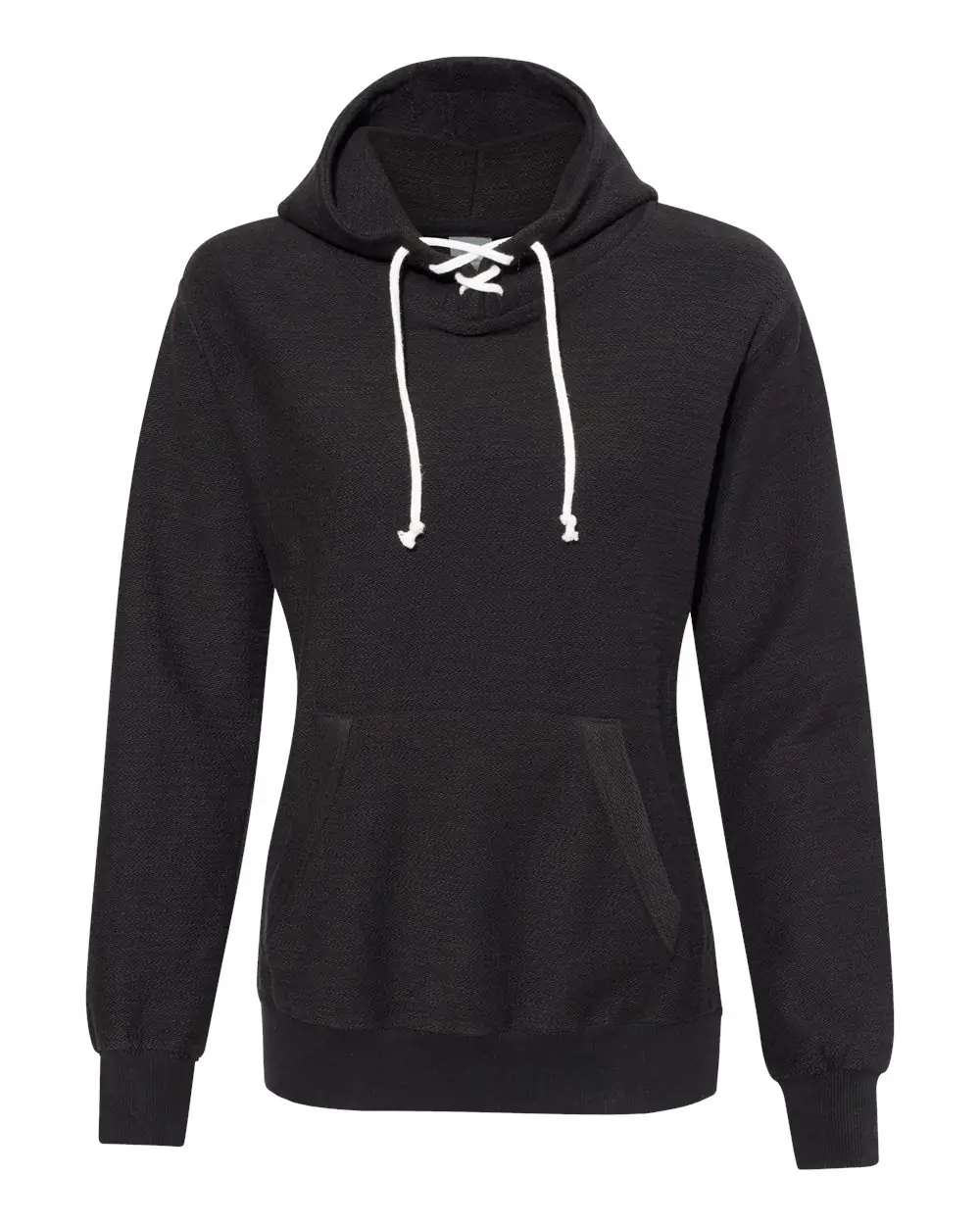 J. America Women’s French Terry Sport Lace Scuba Hooded Sweatshirt in Black
