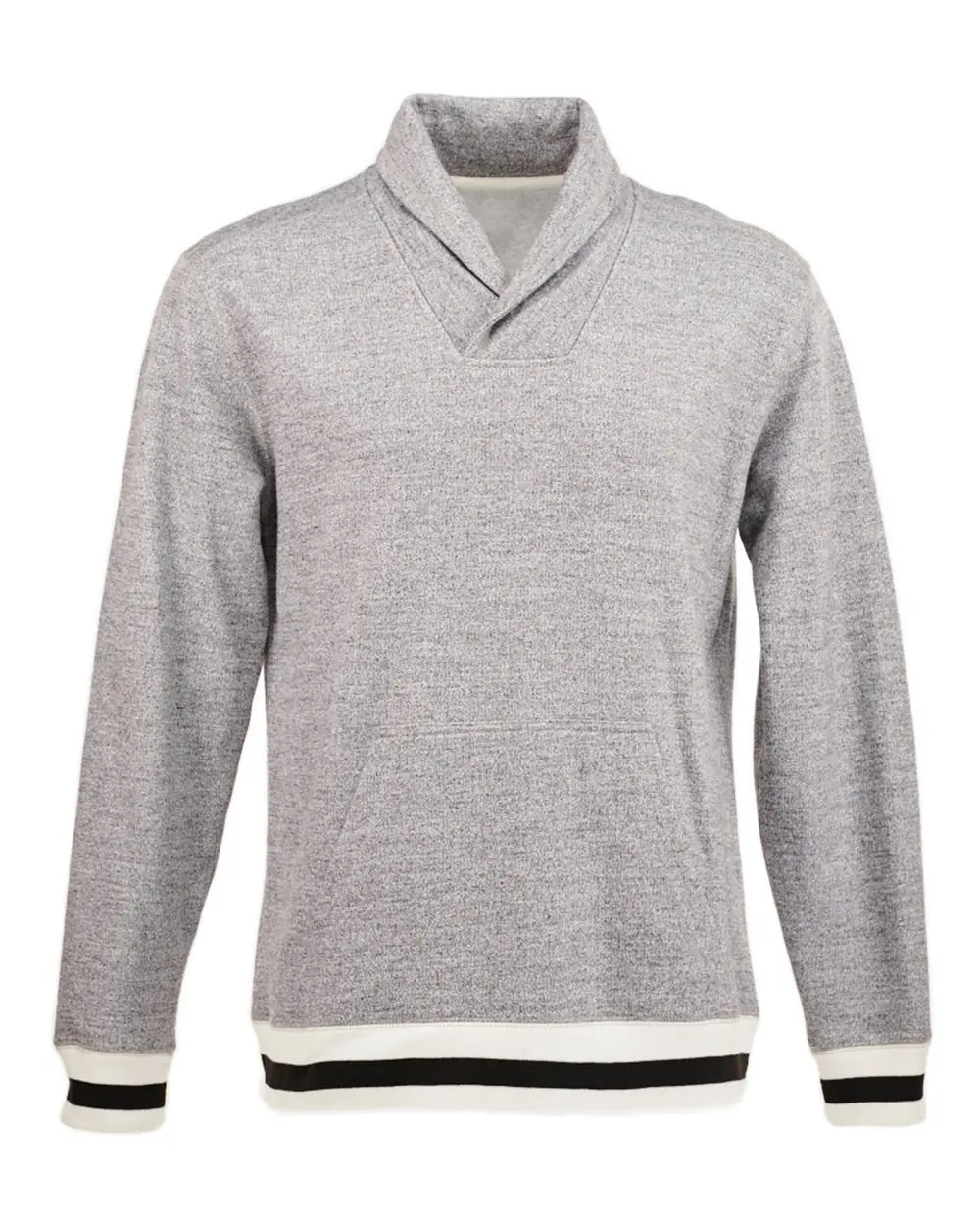 J. America Men's Peppered Fleece Shawl Collar Sweatshirt in Pepper/ Black