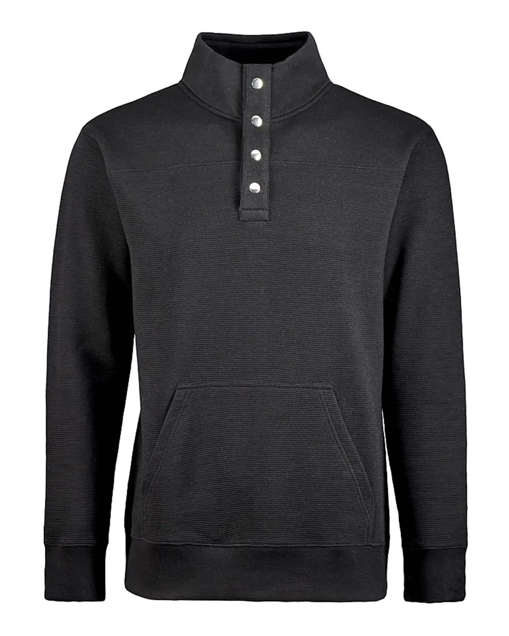 J. America Men's Ripple Fleece Snap Sweatshirt in Black