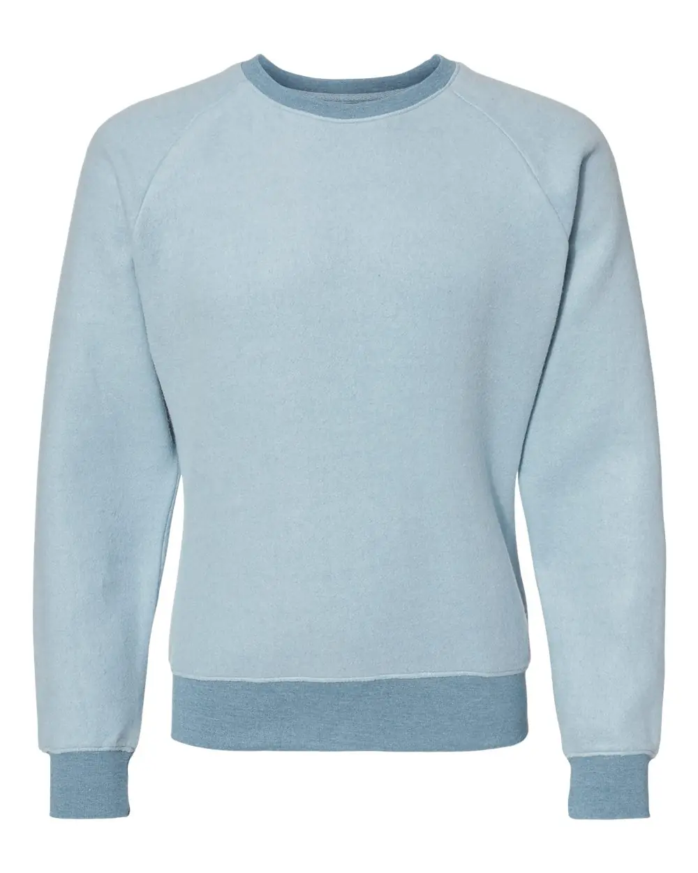 J. America Unisex Flip Side Fleece Crewneck Sweatshirt in Chambray Heather
