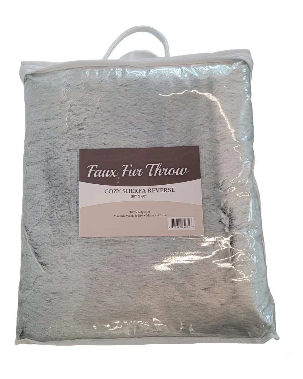 Alpine Fleece Faux Fur Throw Blanket in Grey