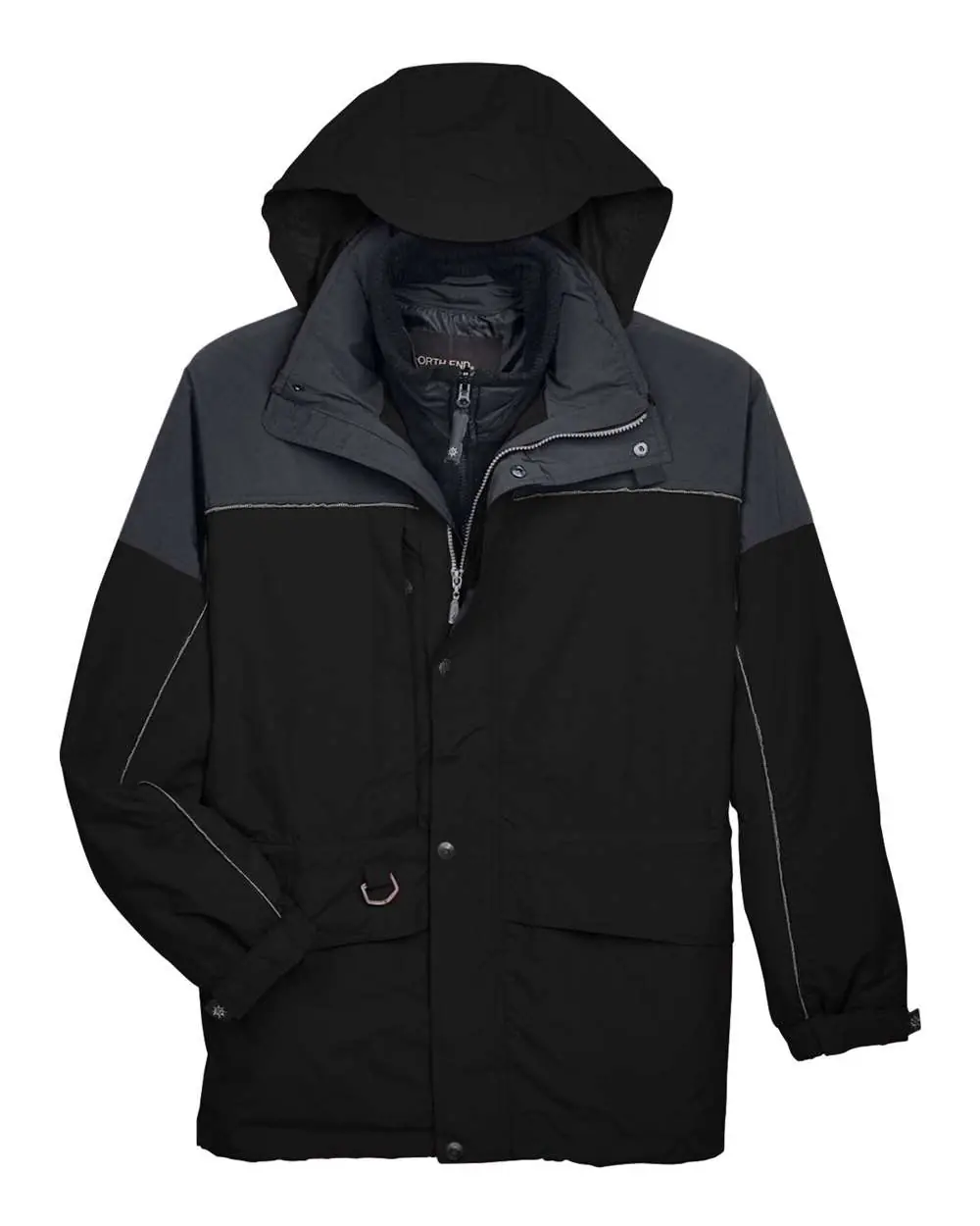 North End Men's 3-in-1 Two-Tone Parka in Black