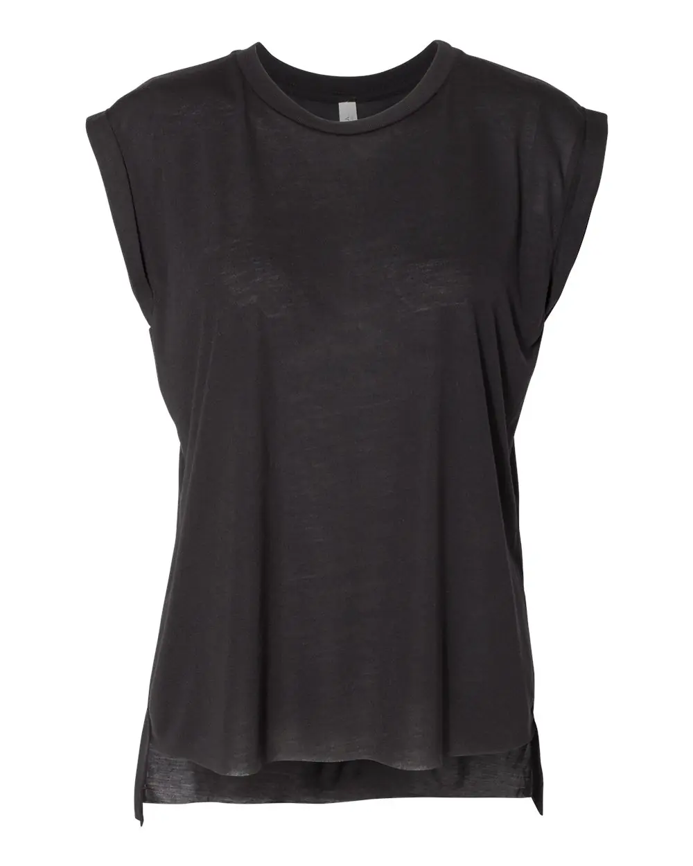 Bella + Canvas Women’s Flowy Rolled Cuffs Muscle Tee in Black