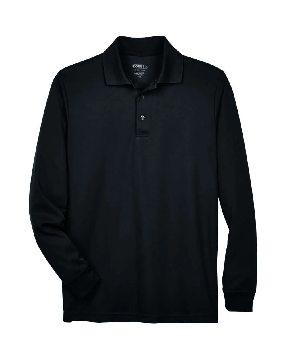 CORE365 Men's Pinnacle Performance Long Sleeve Piqué Polo in Black