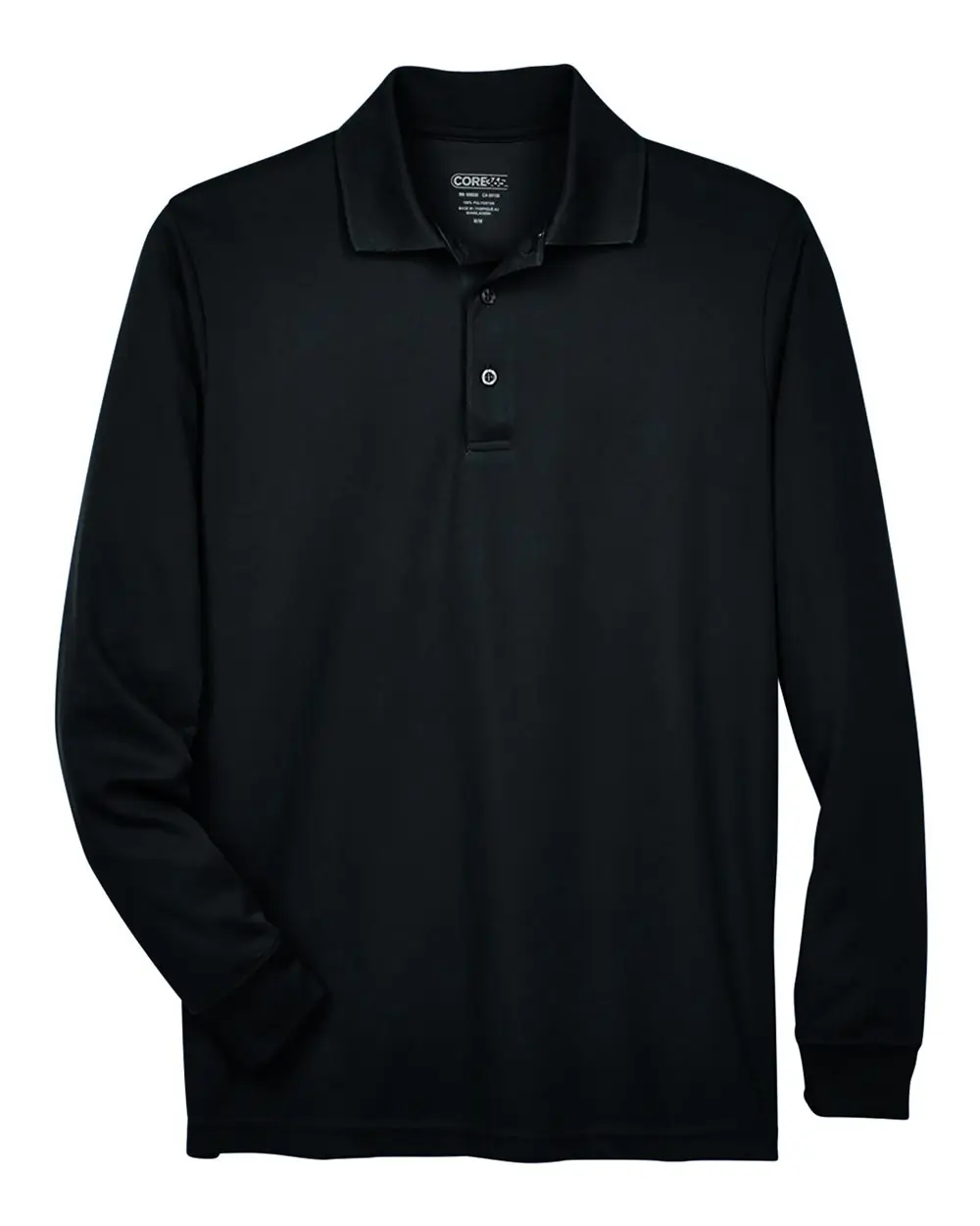 CORE365 Men's Tall Pinnacle Performance Long Sleeve Piqué Polo in Black