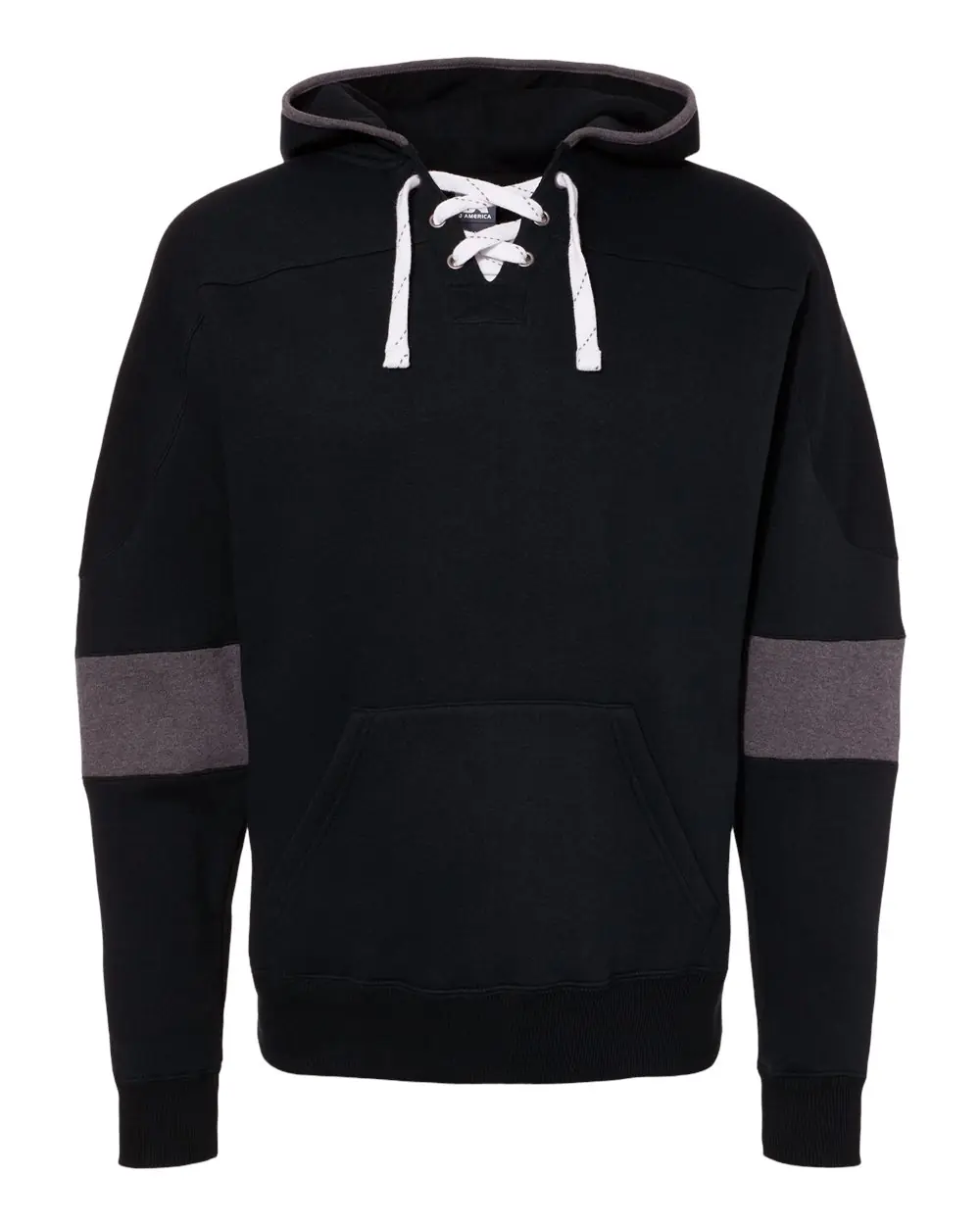 J. America Men's Sport Lace Colorblocked Fleece Hooded Sweatshirt in Black