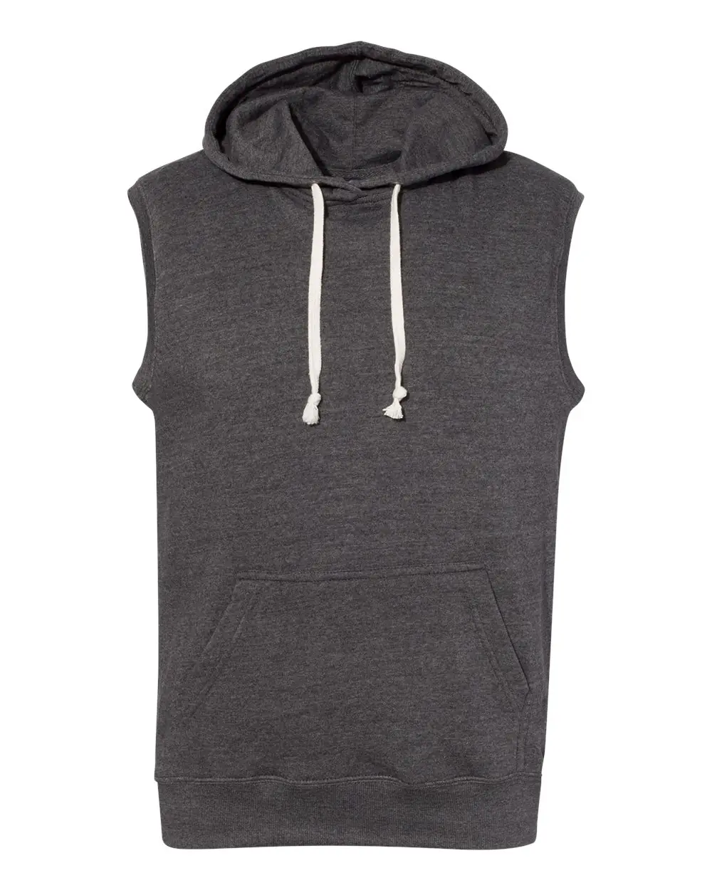 J. America Men's Triblend Sleeveless Hooded Sweatshirt in Black Triblend