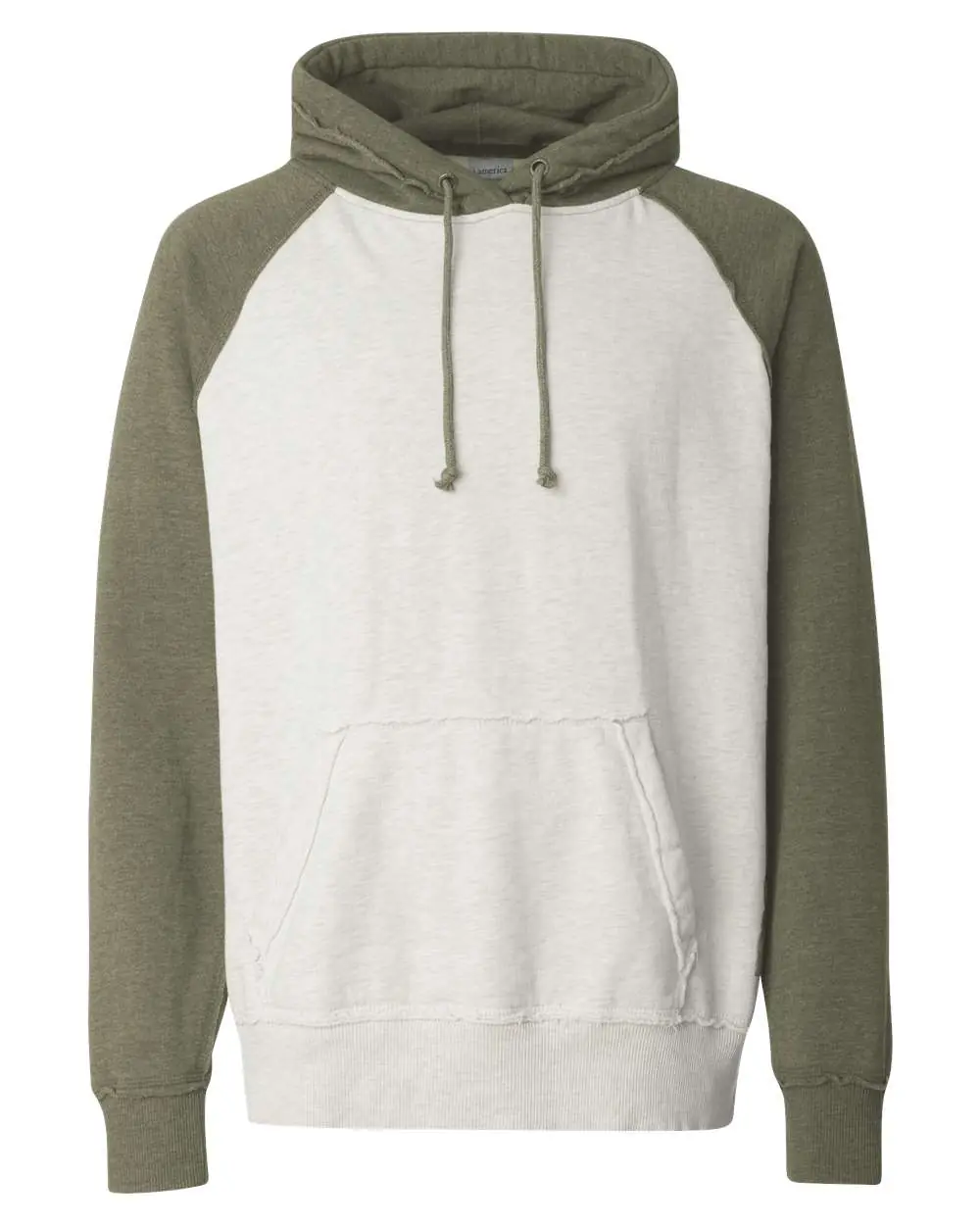 J. America Men's Vintage Heather Hooded Sweatshirt in Oatmeal Heather/ Army Heather