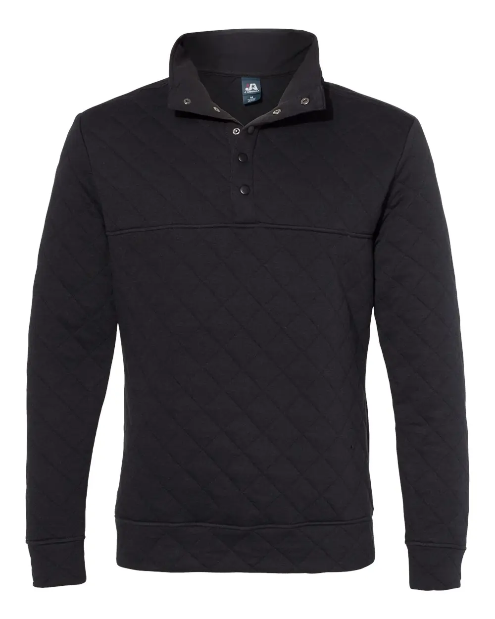 J. America Men's Quilted Half-Snap Pullover in Black