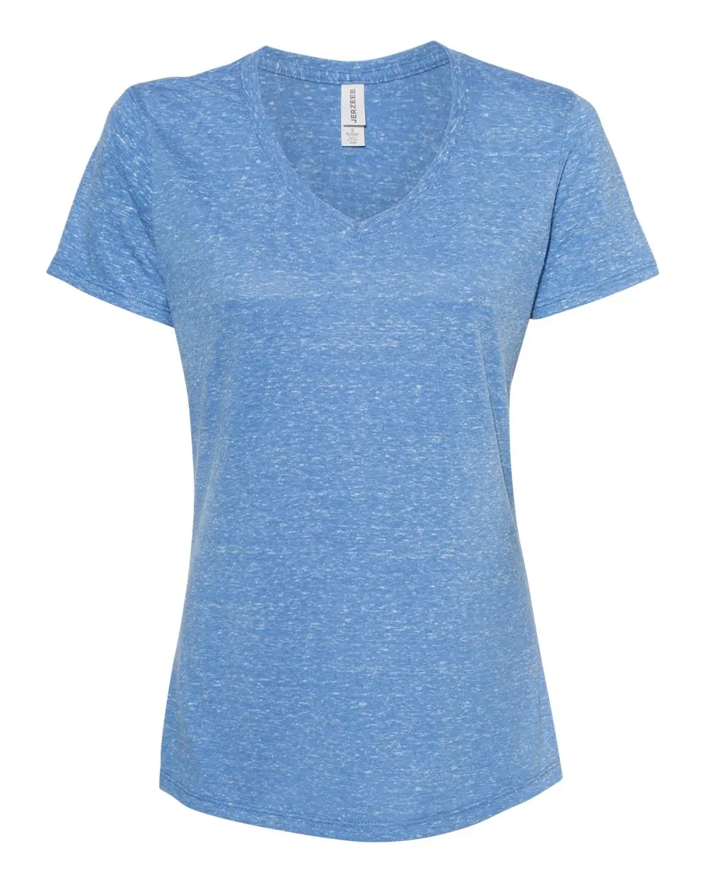 Jerzees Women's Snow Heather Jersey V-Neck T-Shirt in Royal