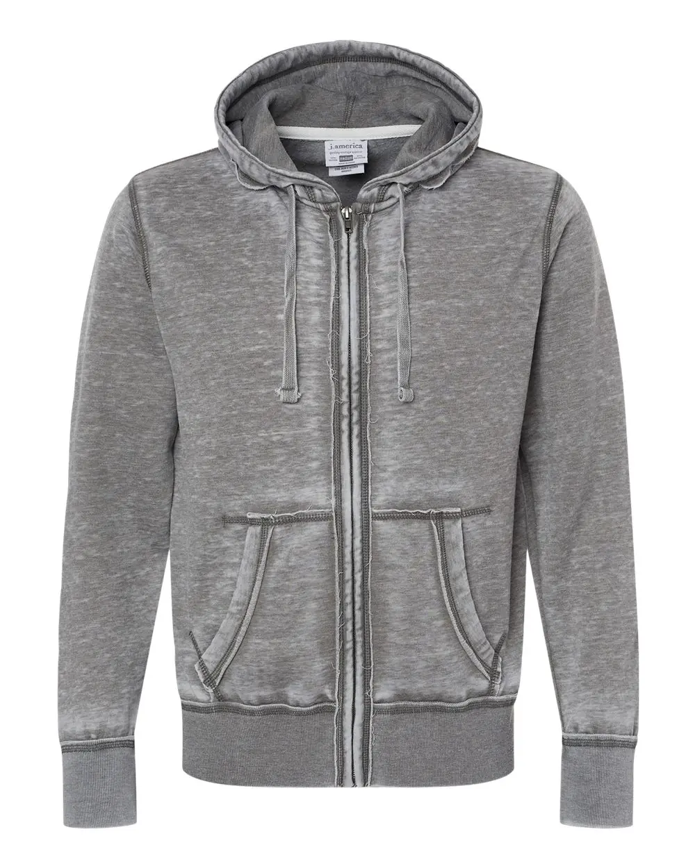 J. America Men's Vintage Zen Fleece Full-Zip Hooded Sweatshirt in Cement