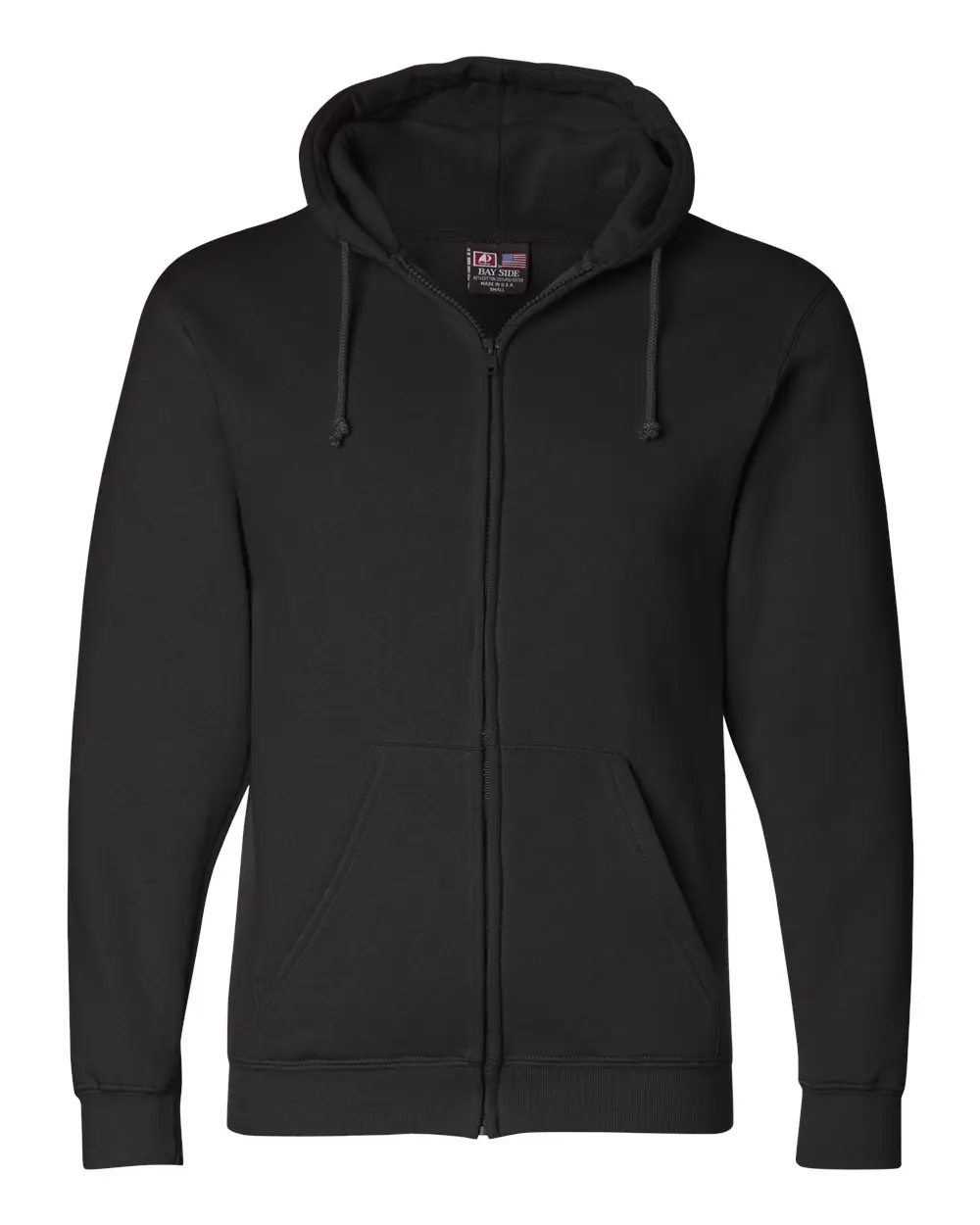 Bayside Unisex USA-Made Full-Zip Hooded Sweatshirt in Black