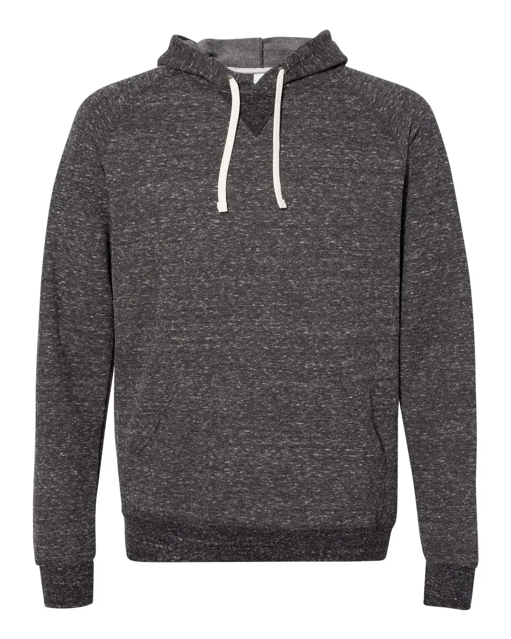 Jerzees Unisex Snow Heather French Terry Raglan Hooded Sweatshirt in Black Ink
