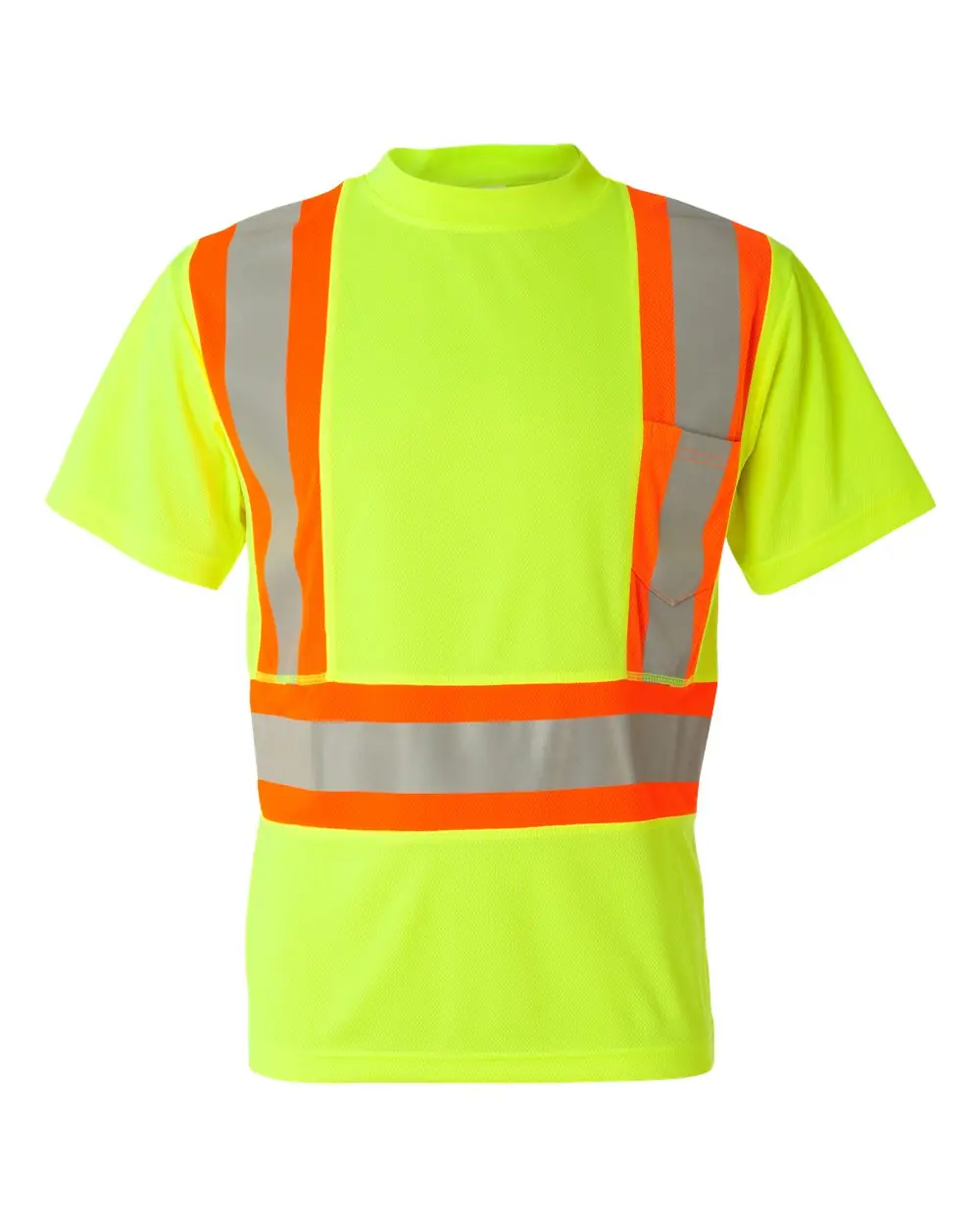 Kishigo Unisex Class 2 Flat Stitch Self-Fabric Panels T-Shirt in Lime