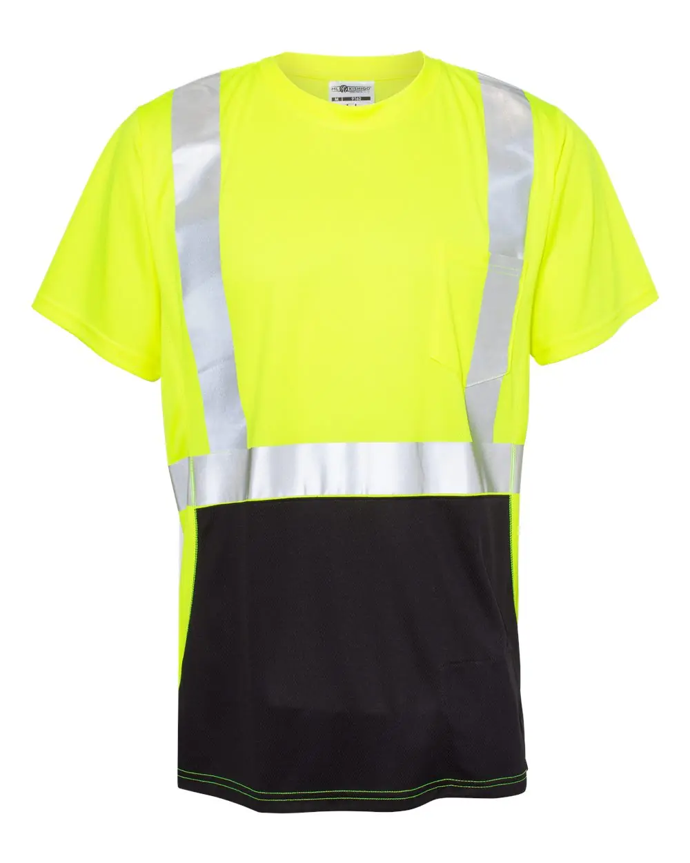Kishigo Unisex Black Bottom Class 2 T-Shirt in Lime