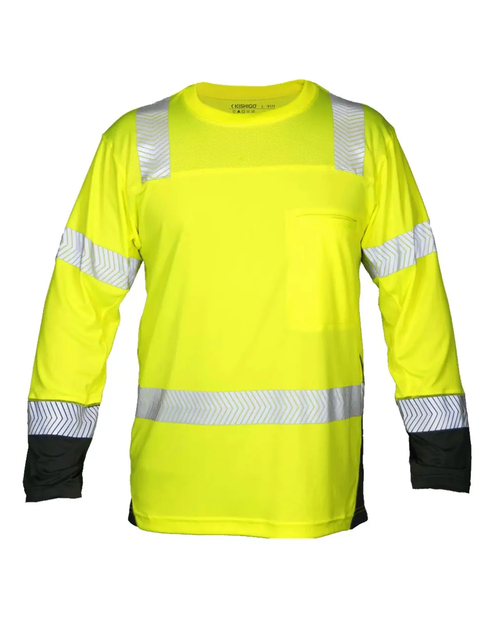 Kishigo Unisex Premium Black Series® Cool Touch Class 3 Long Sleeve T-Shirt in Lime