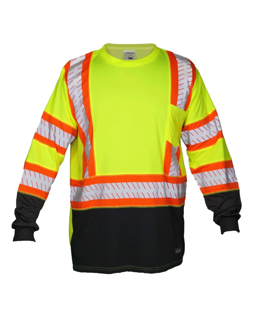 Kishigo Unisex DOT Class 3 Long Sleeve T-Shirt in Lime
