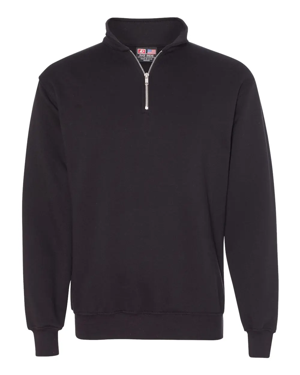 Bayside Unisex USA-Made Quarter-Zip Sweatshirt in Black