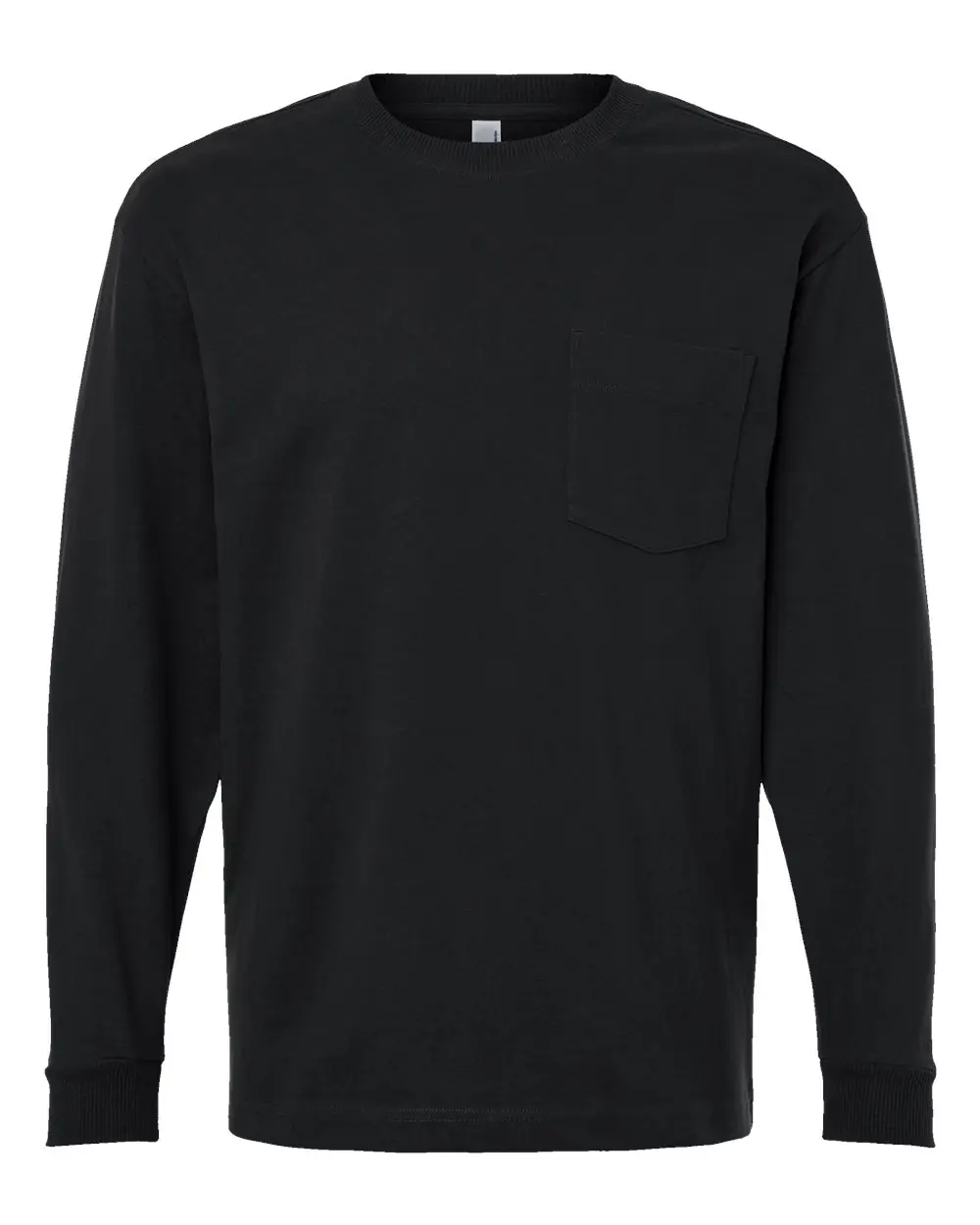 American Apparel Unisex Super Heavyweight Long Sleeve Pocket Tee in Black