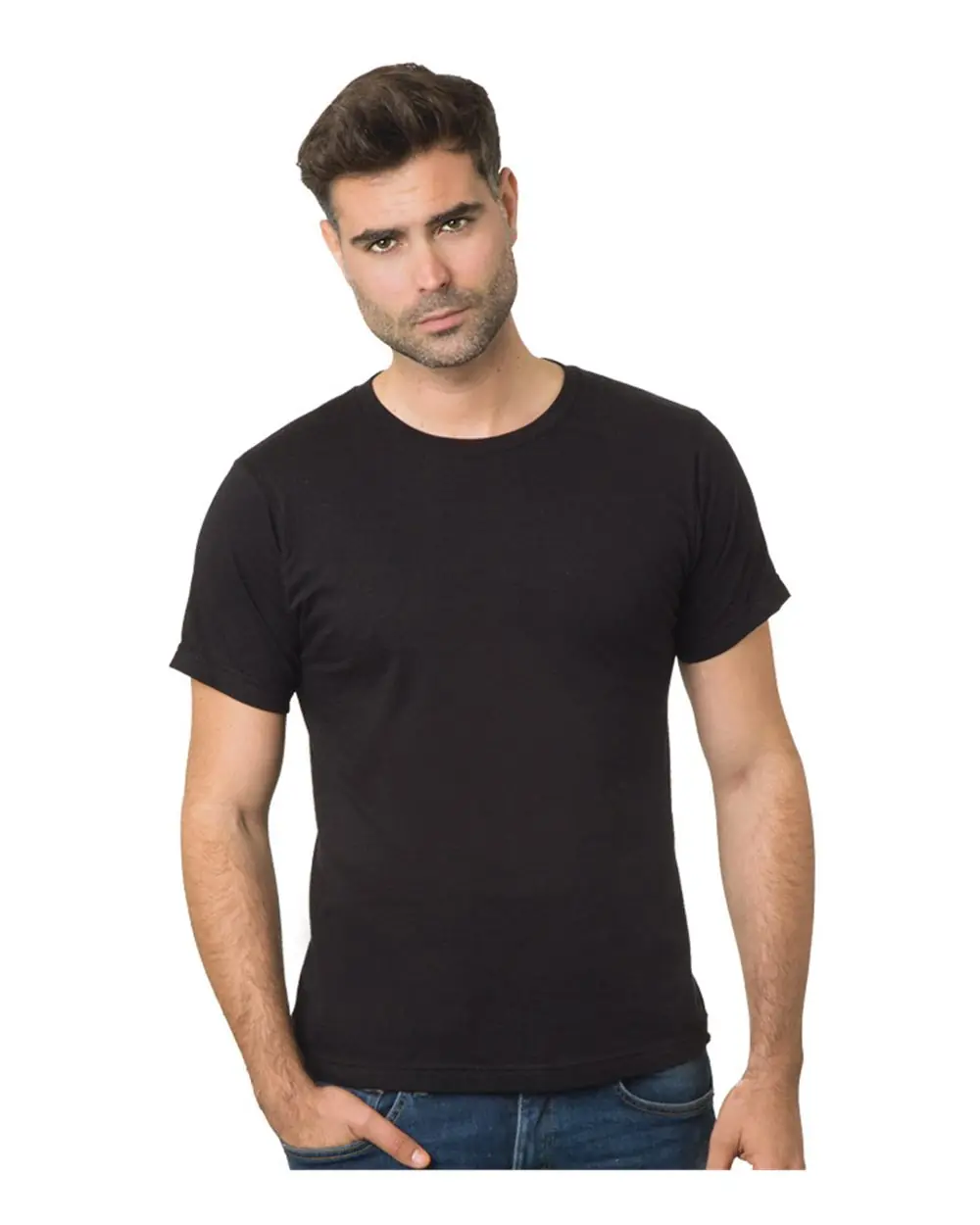 Bayside Unisex Fine Jersey T-Shirt in Black
