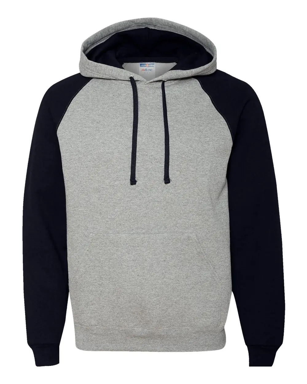 Jerzees Unisex Nublend® Colorblocked Raglan Hooded Sweatshirt in Oxford/ Black