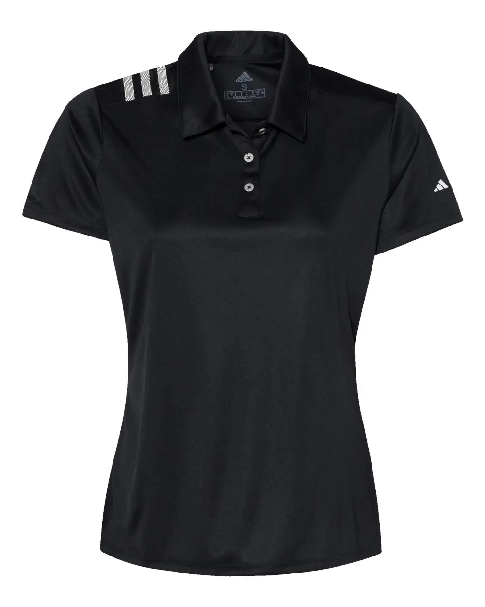 Adidas Women's 3-Stripes Shoulder Polo in Black/ White