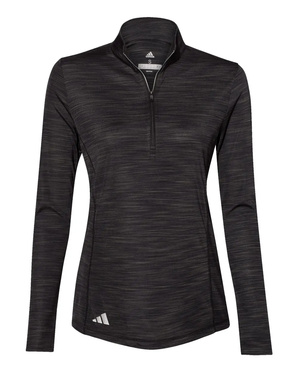 Adidas Women's Lightweight Mélange Quarter-Zip Pullover in Black Melange