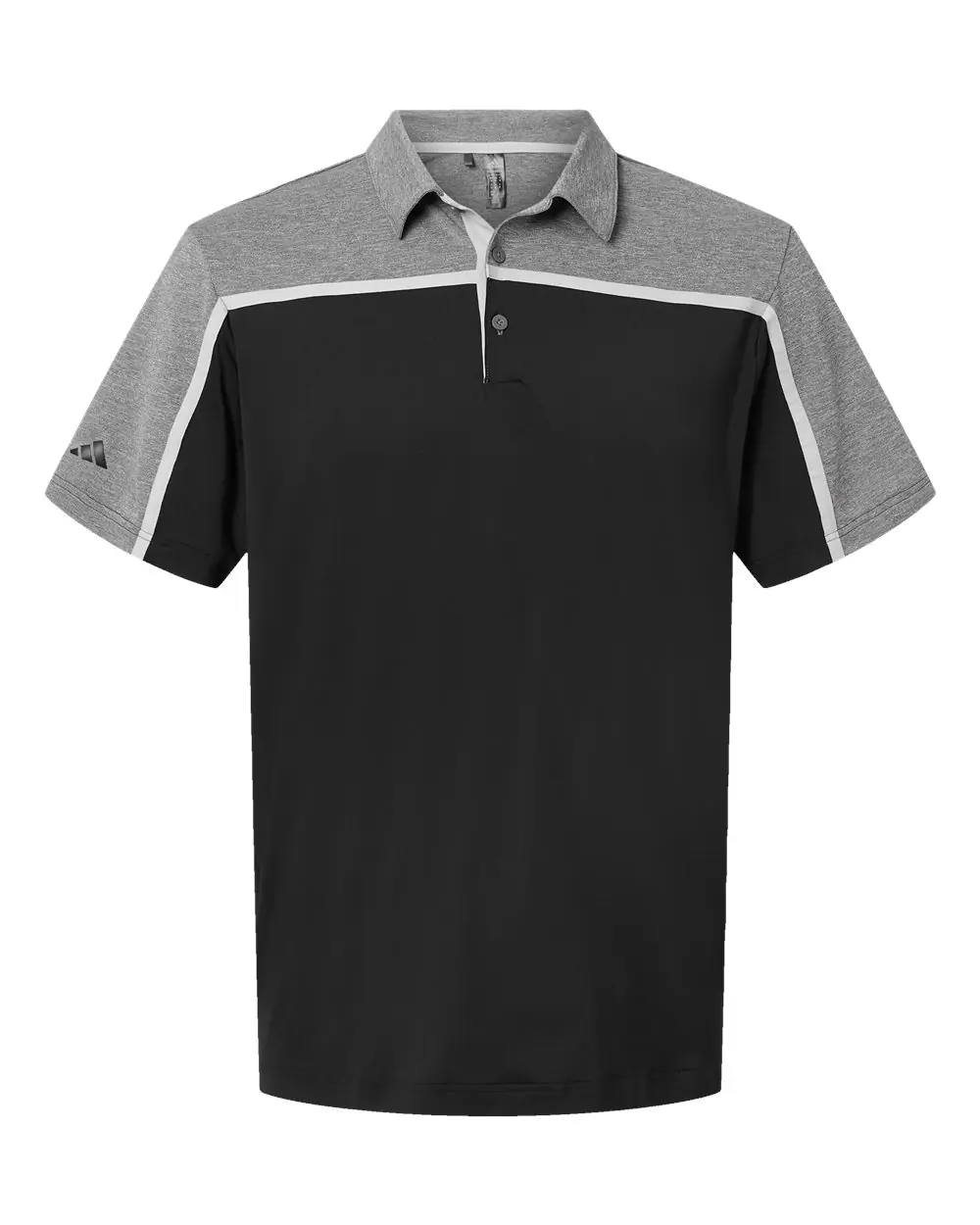 Adidas Men's Ultimate Colorblocked Polo in Black/ Grey Two/ Grey Five Melange