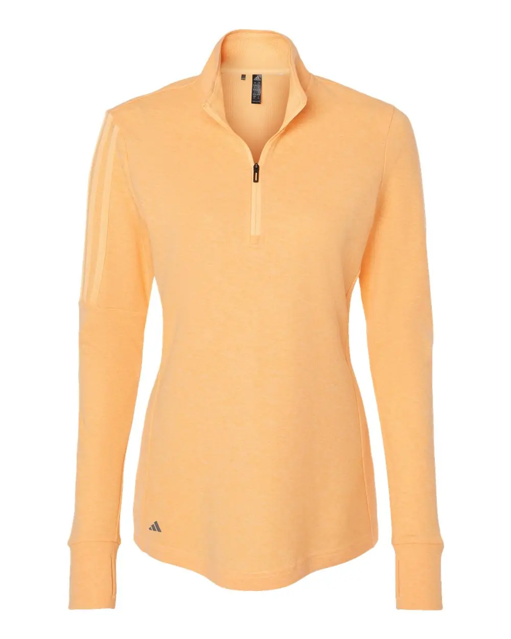 Adidas Women's 3-Stripes Quarter-Zip Sweater Pullover in Acid Orange Melange
