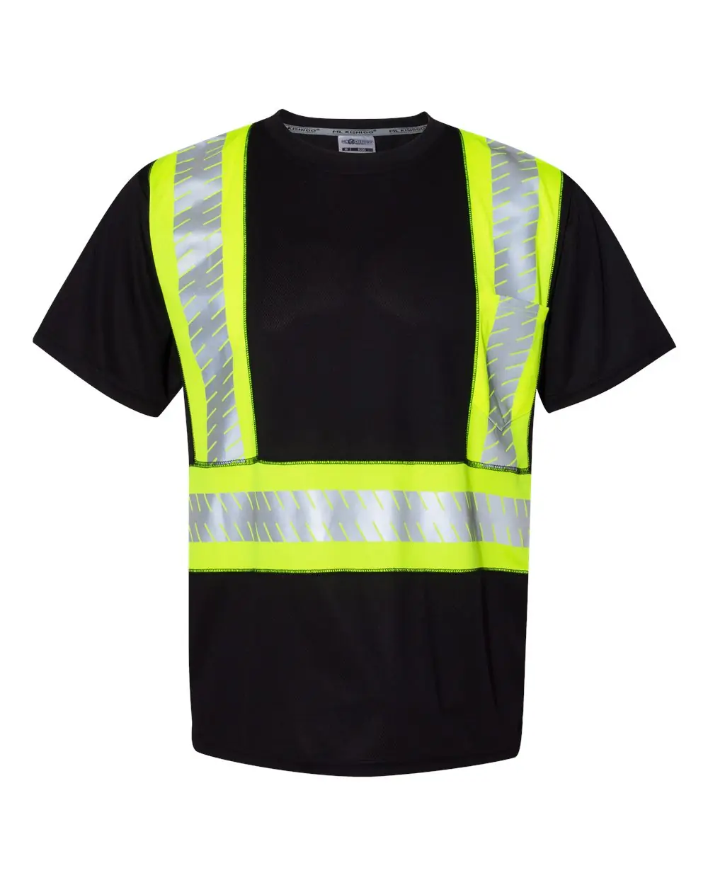 Kishigo Unisex EV Series® Enhanced Visibility Contrast Pocket T-Shirt in Black/ Lime - B200