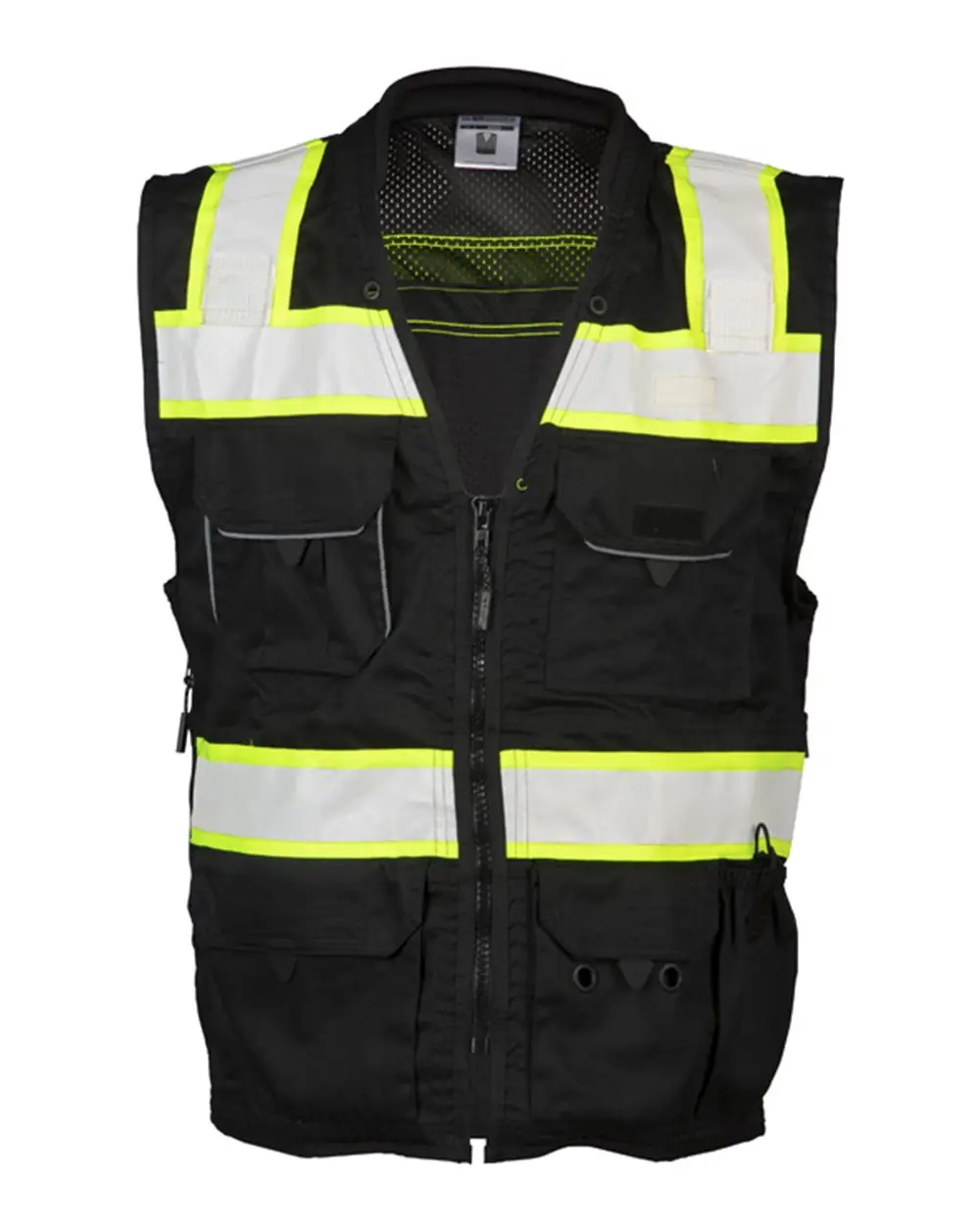 Kishigo Unisex EV Series® Enhanced Visibility Professional Utility Vest in Black/ Lime