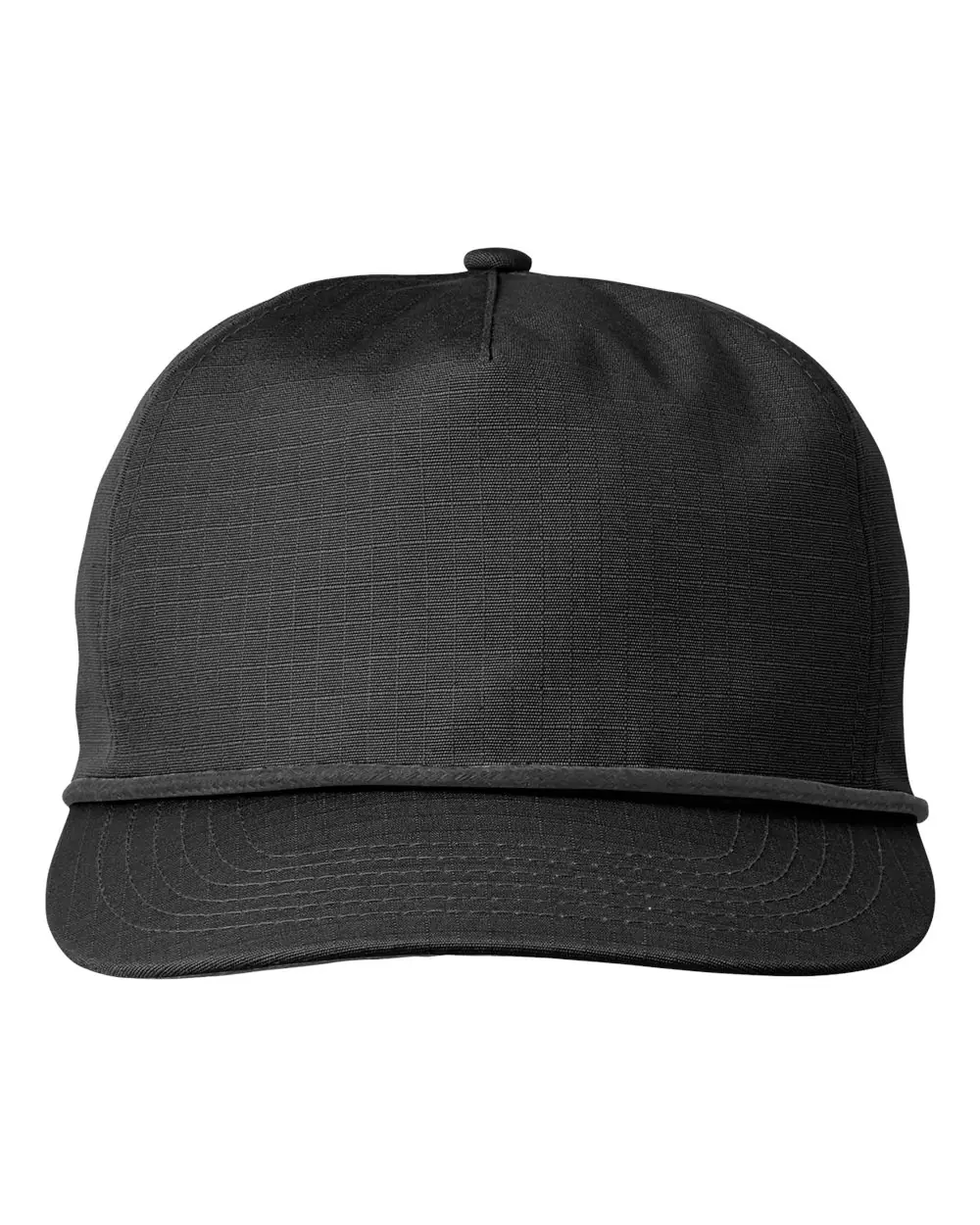 Big Accessories Lariat Ripstop Cap in Black/ Black Rope