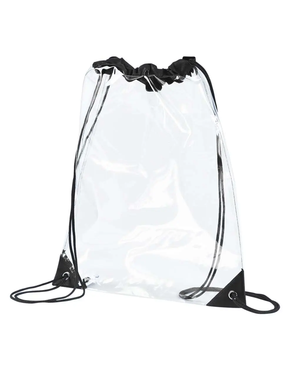 BAGedge PVC Clear Drawstring Bag in Black
