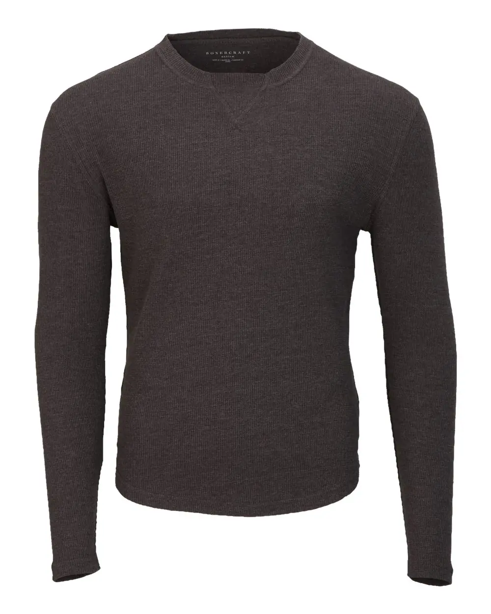 Boxercraft Men's Waffle Knit Long Sleeve T-Shirt in Charcoal Heather