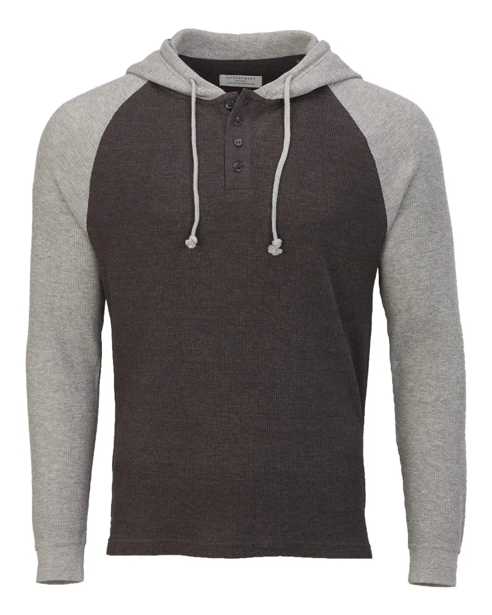 Boxercraft Unisex Waffle Knit Pullover Hooded Long Sleeve T-Shirt