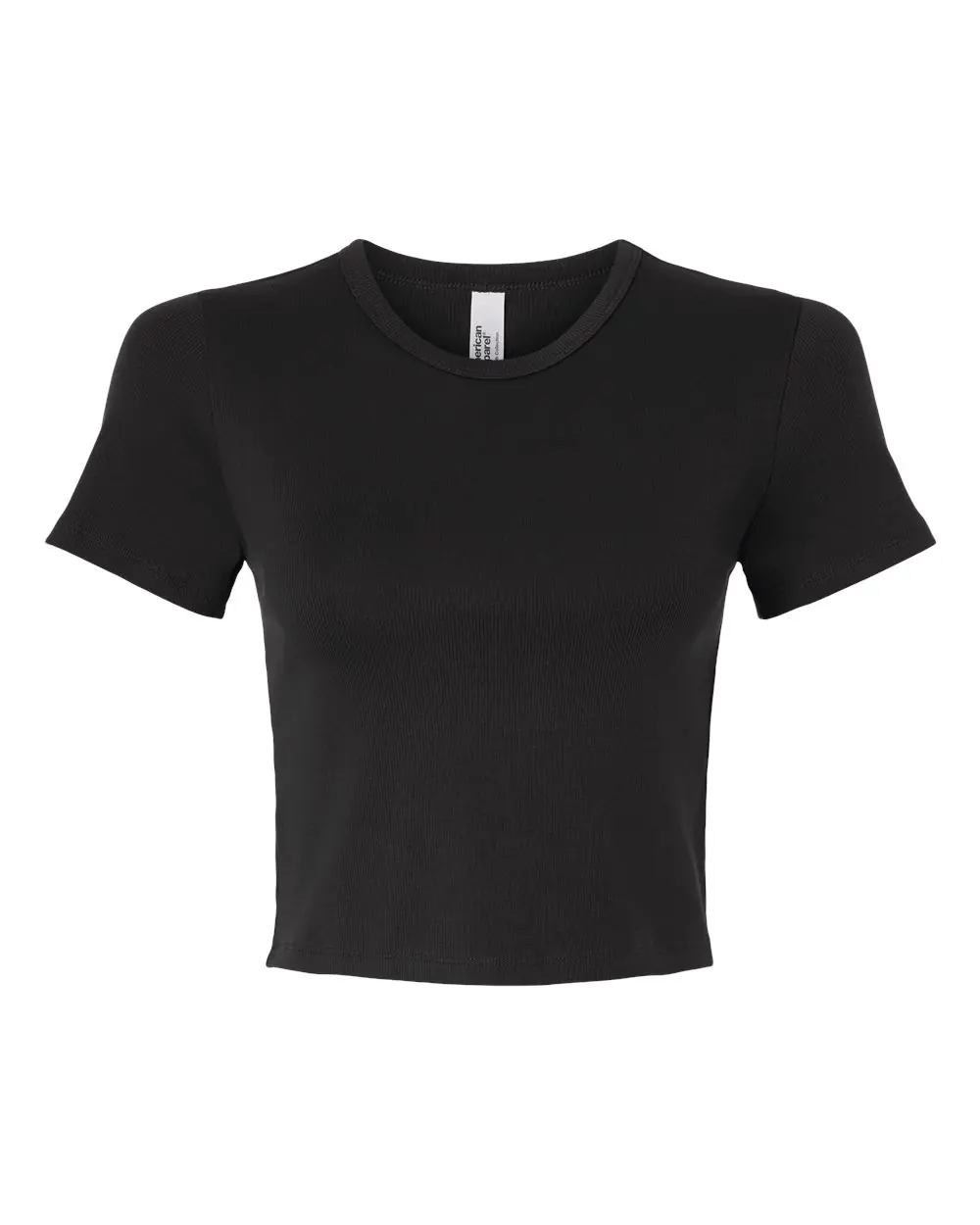 American Apparel Women's Baby Rib Cropped Tee in Black