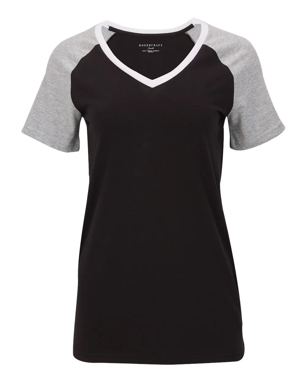 Boxercraft Women's Colorblocked V-Neck T-Shirt in Black
