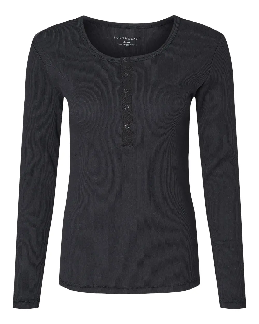Boxercraft Women's Harper Long Sleeve Henley in Black