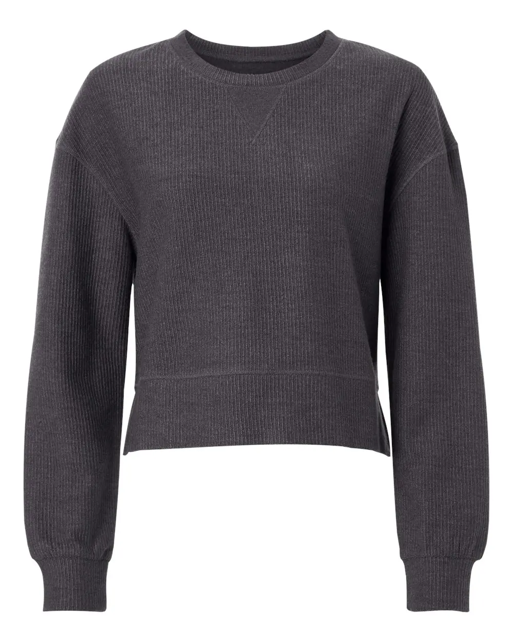 Boxercraft Women's Ribbed Knit Cropped Boxy Crew in Black