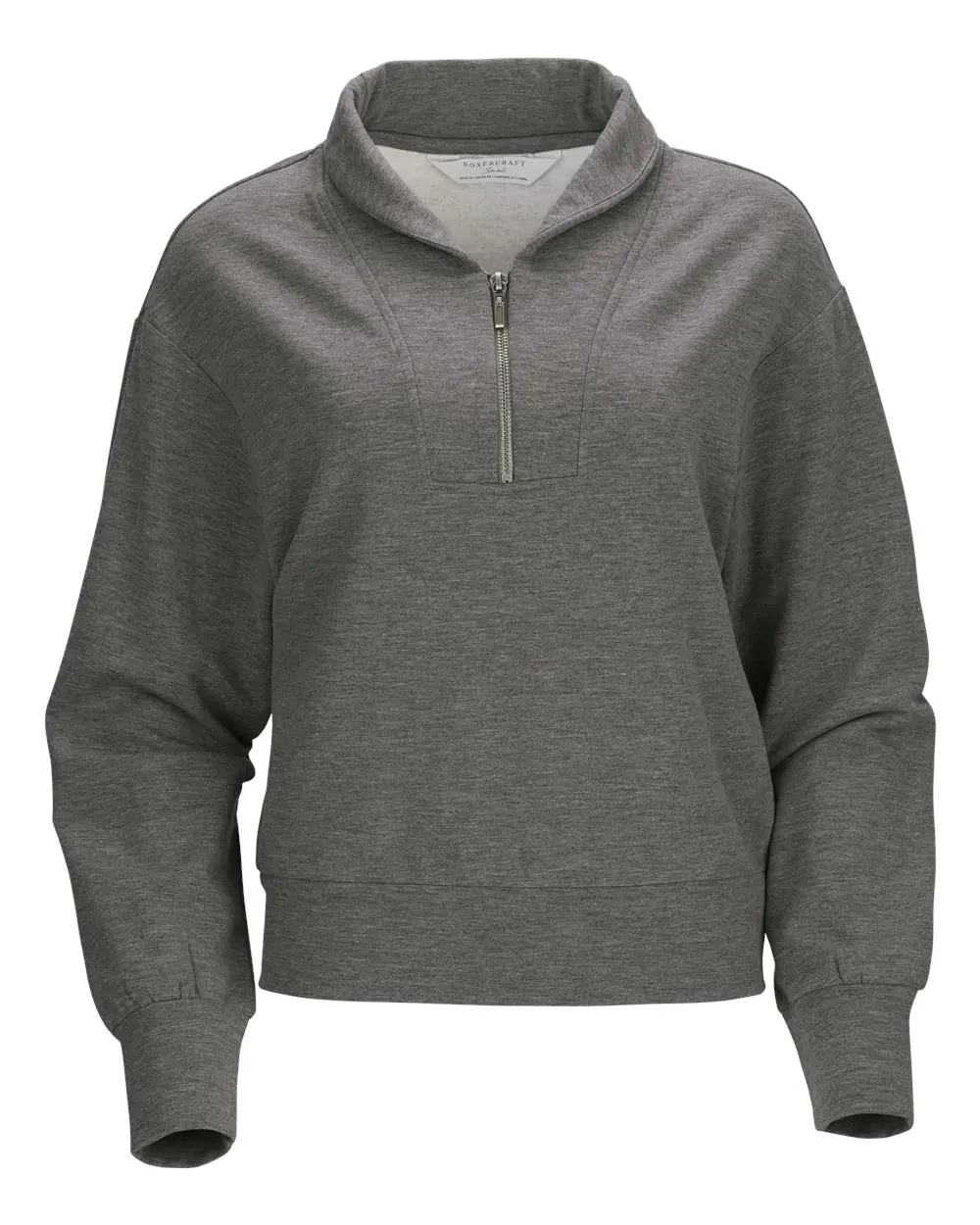 Boxercraft Women's Dream Crop Fleece Quarter-Zip in Black Heather