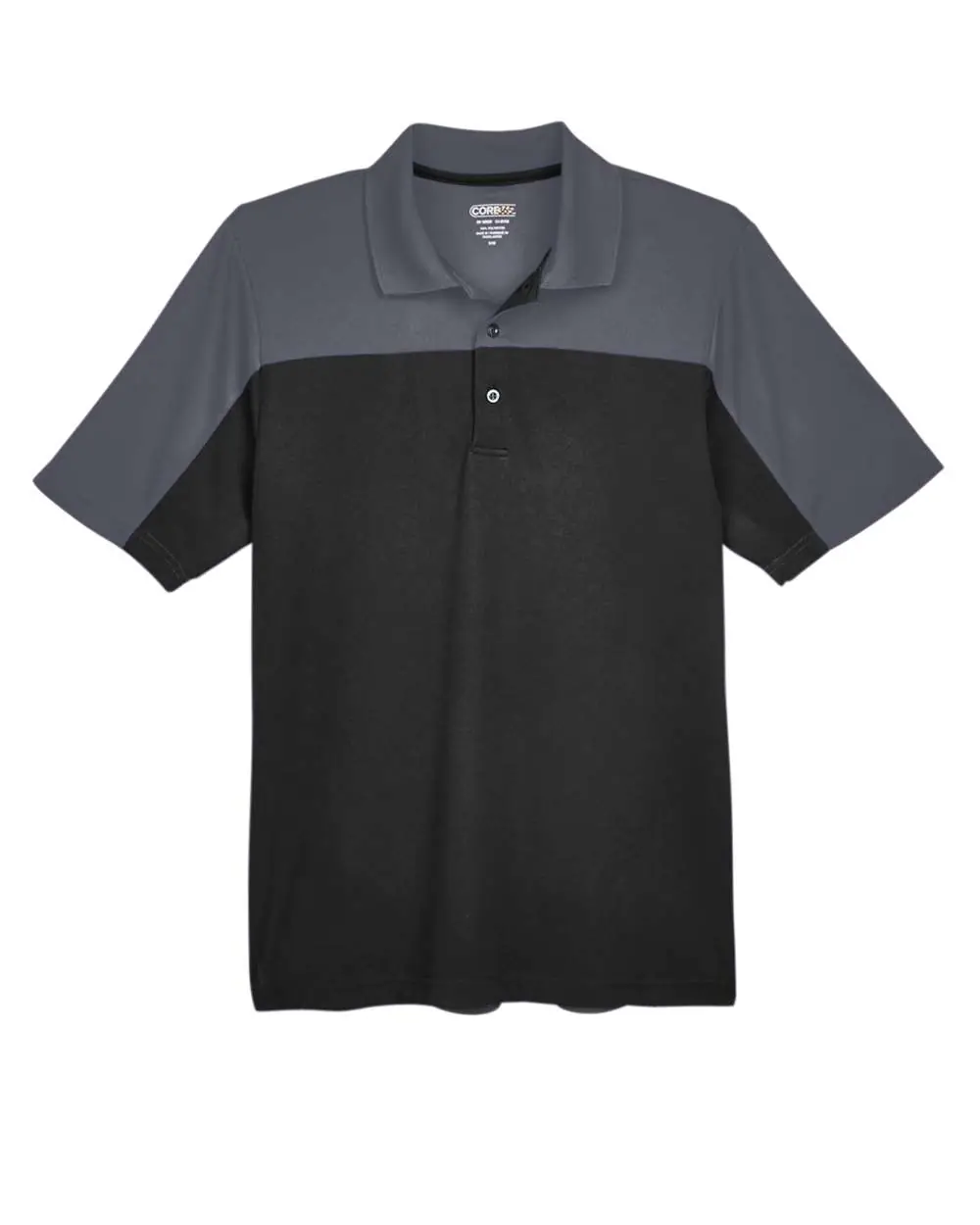 CORE365 Men's Balance Colorblock Performance Piqué Polo in Black/ Carbon