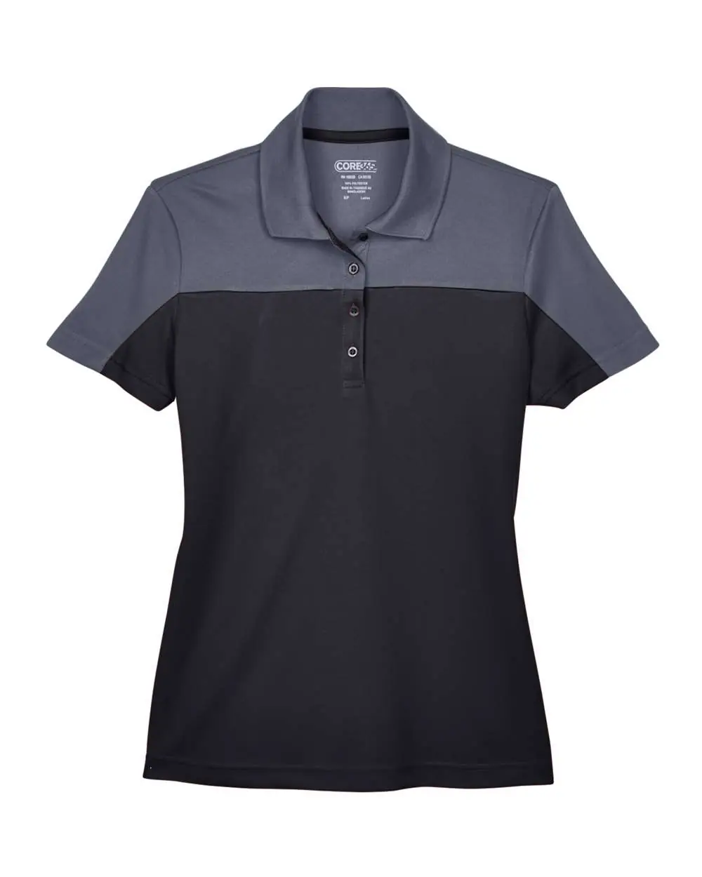 CORE365 Women's Balance Colorblock Performance Piqué Polo in Black/ Carbon