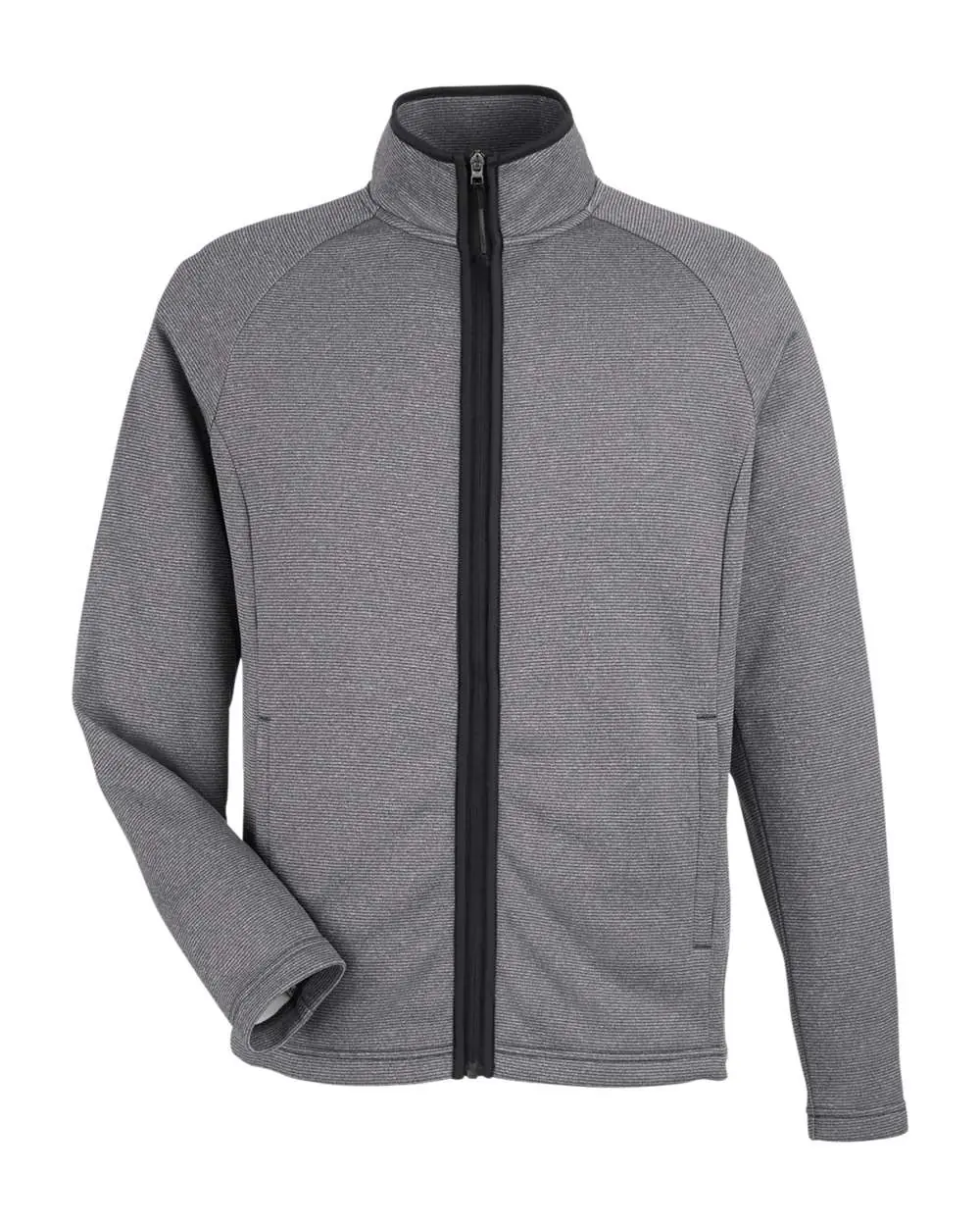CORE365 Men's Venture Heathered Stripe Full-Zip Jacket in Black/ White
