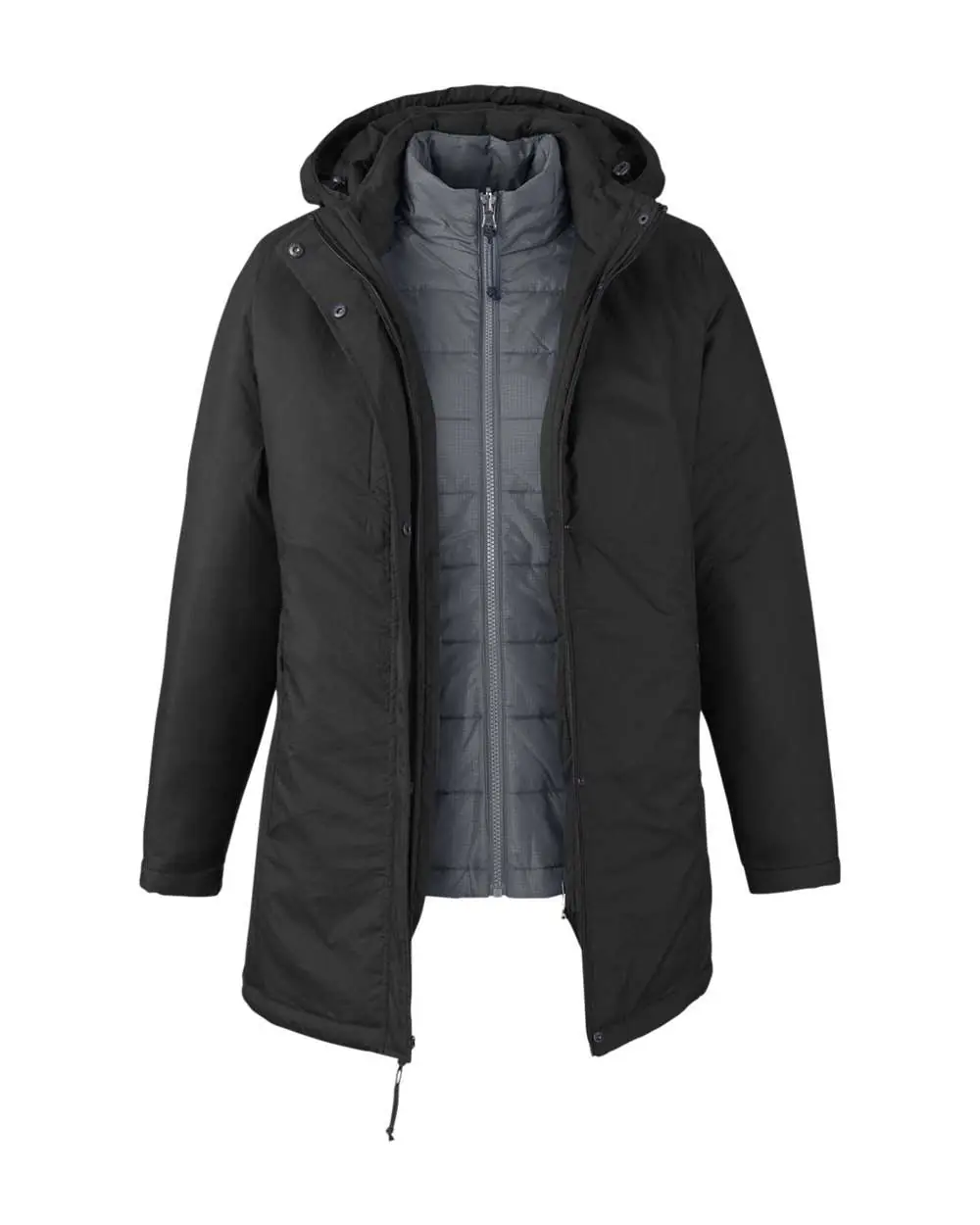 CORE365 Women's Inspire 3-in-1 Jacket with Insulated Liner in Black/ Carbon